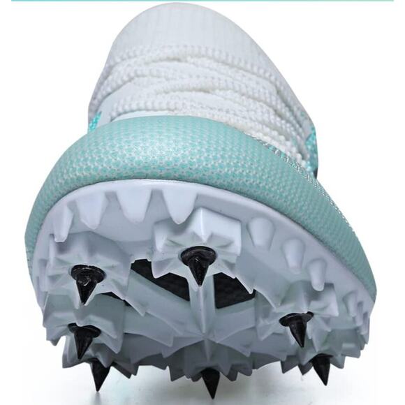 Health Carbon Spike Running Sprint Track Field Sneaker Aqua Cyan & white Size 6 - Picture 4 of 7